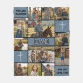Blessed Loved Dad 12 Photo Collage Custom Text Fleecedecke (Vorderseite)