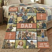 Blessed Loved Dad 12 Photo Collage Custom Text Fleecedecke