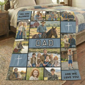 Blessed Loved Dad 12 Photo Collage Custom Text Fleecedecke