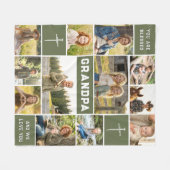 Blessed Loved Grandpa 12 Photo Collage Custom Text Fleecedecke (Vorderseite (Horizontal))