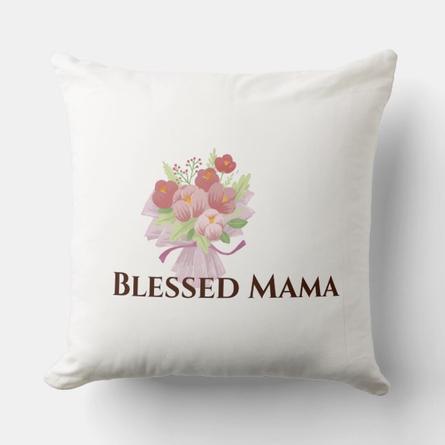 Blessed Mama Decorative Floral Throw Pillow Kissen (Vorderseite)