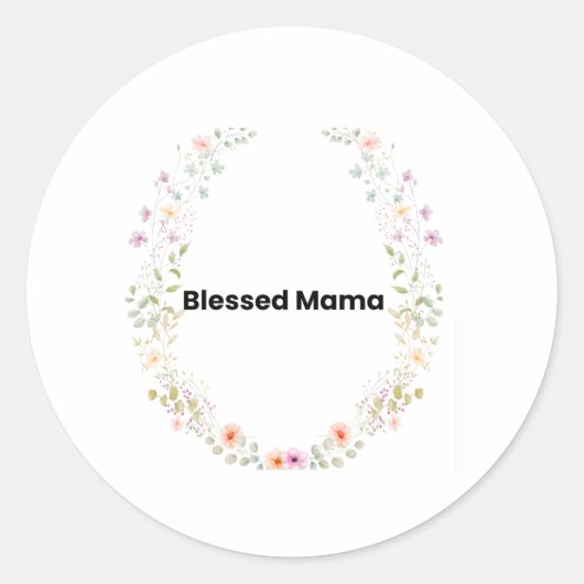 Blessed Mama Floral Inspirational Sticker (Vorderseite)