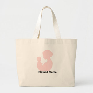 Blessed Mama Floral Minimalist Tote Bag Jumbo Stoffbeutel