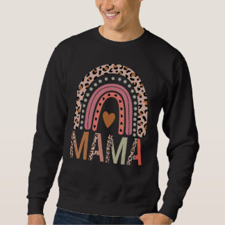 Blessed Mama Leopard Boho Cute Rainbow Sweatshirt