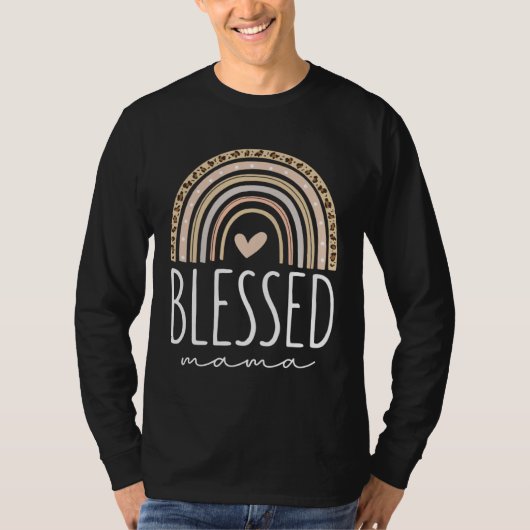 Blessed Mama  Leopard Rainbow T-Shirt (Vorderseite)
