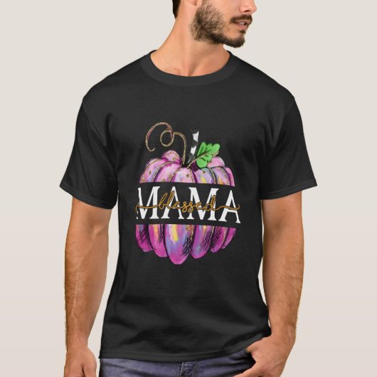 Blessed Mama Pumpkin Mom Thanksgiving Halloween T-Shirt (Vorderseite)