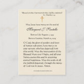 Blessed Mary Catholic Funeral Memorial Holy Card - Visitenkarte (Rückseite)