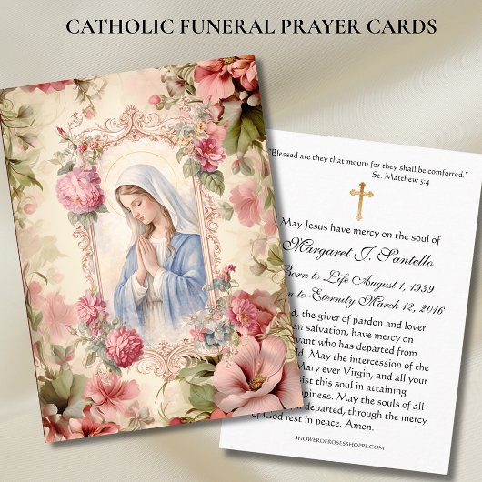 Blessed Mary Catholic Funeral Memorial Holy Card - Visitenkarte
