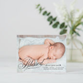 BLESSED Moderne Geburtsankündigung Ankündigungspostkarte (Stehend Vorderseite)