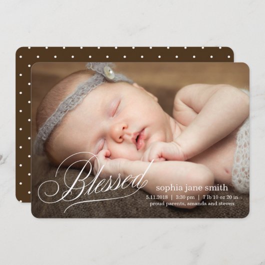 BLESSED Moderne Geburtshinweise Ankündigung (Vorne/Hinten)