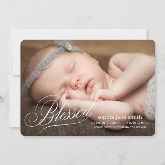 BLESSED Moderne Geburtshinweise Ankündigung (Vorderseite)