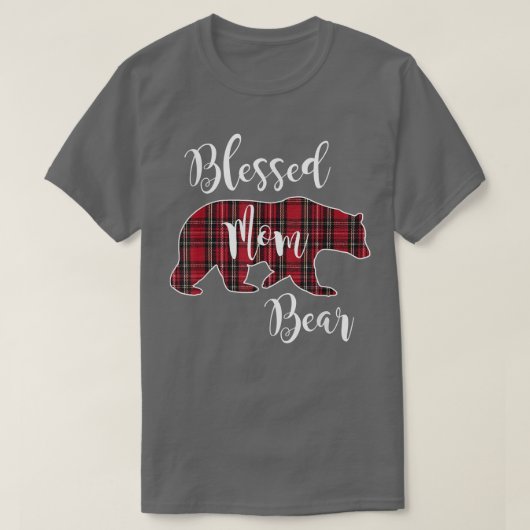 Blessed Mom Bear Buffalo Check Plaid Pattern Mama T-Shirt (Design vorne)