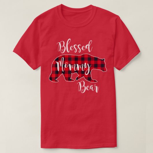 Blessed Mommy Bear Buffalo Check Plaid Pattern Mam T-Shirt (Design vorne)