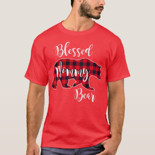 Blessed Mommy Bear Buffalo Check Plaid Pattern Mam T-Shirt