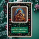 Blessed Mother and Baby Jesus Golden Halo Light  Rahmen-Ornament Silber