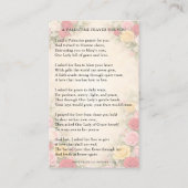 Blessed Mother Mary Valentines Prayer Roses Visitenkarte (Rückseite)