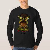 Blessed Nana Bun Hair Black Girl outfit for Thanks T-Shirt (Vorderseite)