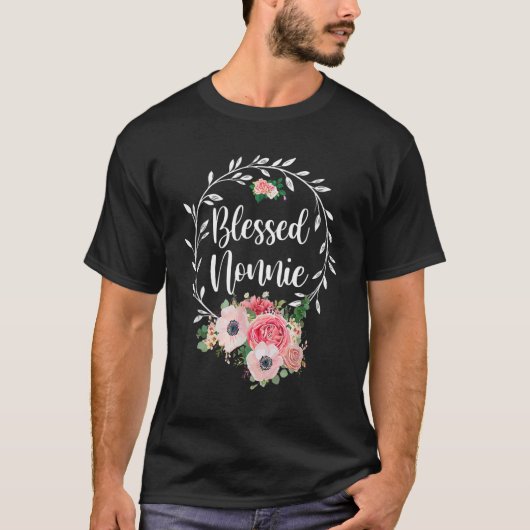 Blessed Nonnie Flower Decor T-Shirt (Vorderseite)