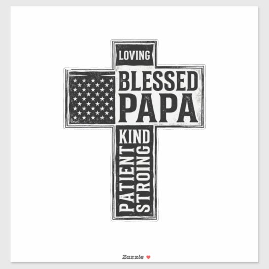 Blessed Papa Cross Christian Vintage Typography De Aufkleber (Blatt)