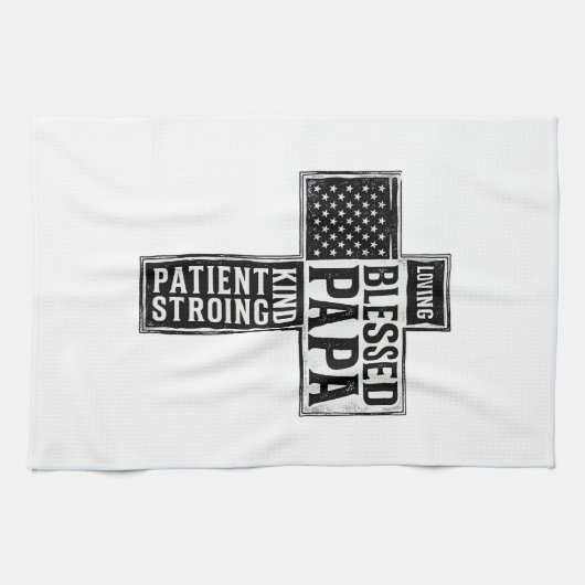 Blessed Papa Cross Christian Vintage Typography De Geschirrtuch (Horizontal)