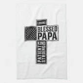 Blessed Papa Cross Christian Vintage Typography De Geschirrtuch (Vertikal)
