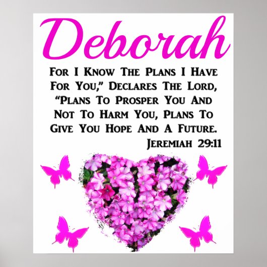 BLESSED PINK FLORAL JEREMIAH 29:11 PERSONALISIERT POSTER (Vorne)