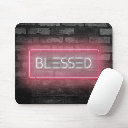 BLESSED Pink Neon Signature Mouse Pad Mousepad (Mit Mouse)