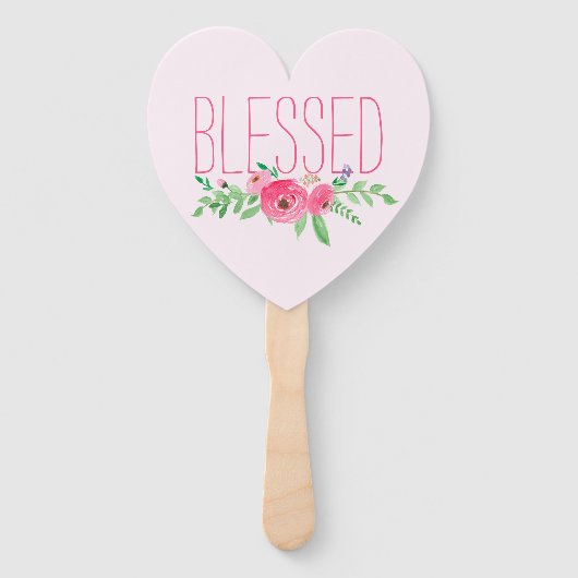 Blessed Pink Watercolor Floral Fächer (Vorderseite)