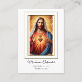 Blessed Sacred Heart Jesus Memorial Prayer Card Platzkarte (Vorderseite)