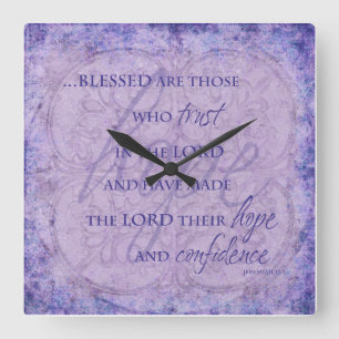 Blessed sind die, die auf den Lord Clock vertrauen Quadratische Wanduhr