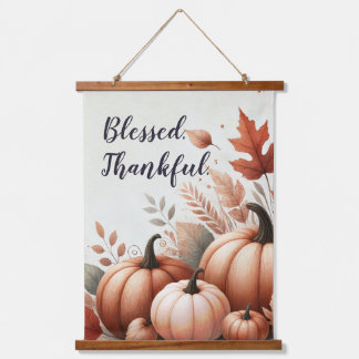 Blessed Thankful Fall Tapestry - Customizable Wandteppich Mit Holzrahmen