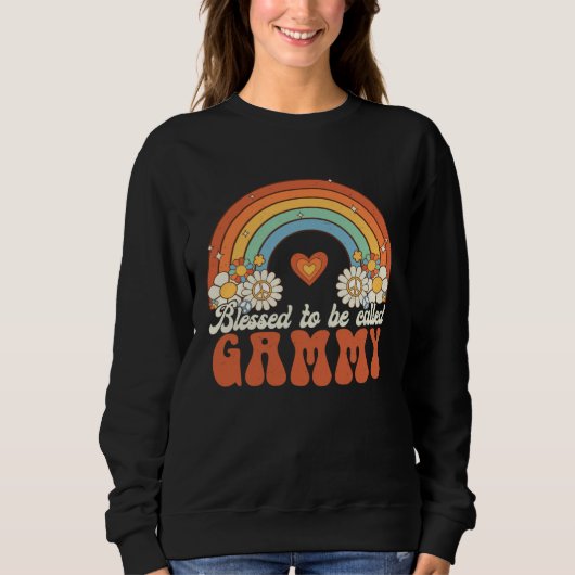 Blessed To Be Called Gammy Groovy Rainbow Mothers Sweatshirt (Vorderseite)