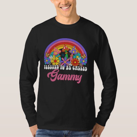 Blessed To Be Called Gammy Rainbow Groovy Hippie F T-Shirt (Vorderseite)