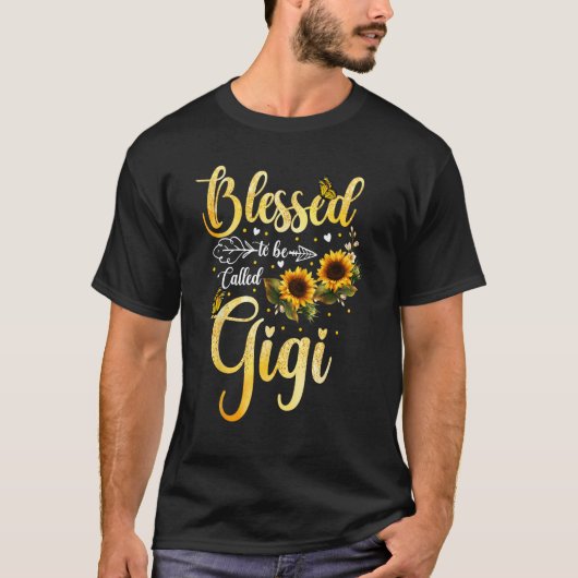 Blessed To Be Called Gigi Sunflower Butterfly Moth T-Shirt (Vorderseite)