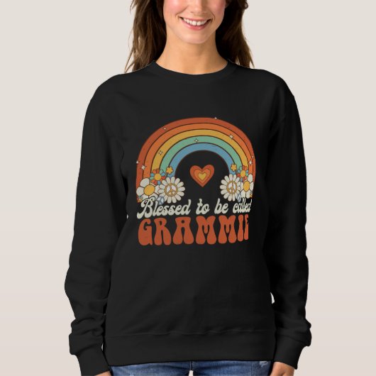 Blessed To Be Called Grammie Groovy Rainbow Mother Sweatshirt (Vorderseite)