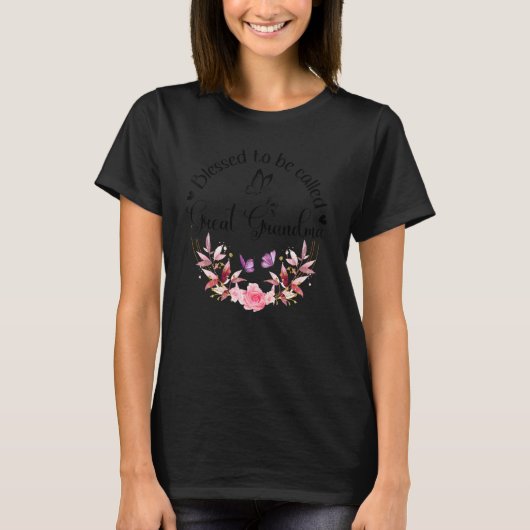 Blessed To Be Called Great Grandma Women Floral Gr T-Shirt (Vorderseite)