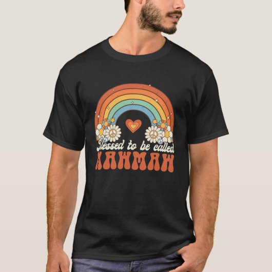 Blessed To Be Called Mawmaw Groovy Rainbow Mothers T-Shirt (Vorderseite)