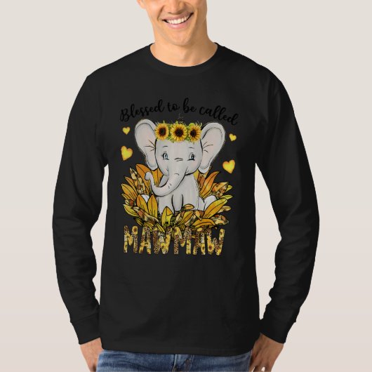Blessed To Be Called Mawmaw Sunflower Elephant Mot T-Shirt (Vorderseite)