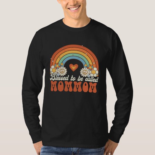 Blessed To Be Called Mommom Groovy Rainbow Mothers T-Shirt (Vorderseite)