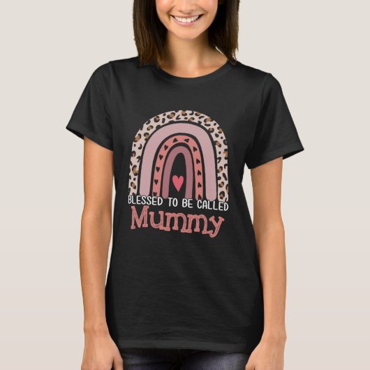 Blessed To Be Called Mummy Rainbow Leopard Mother T-Shirt (Vorderseite)