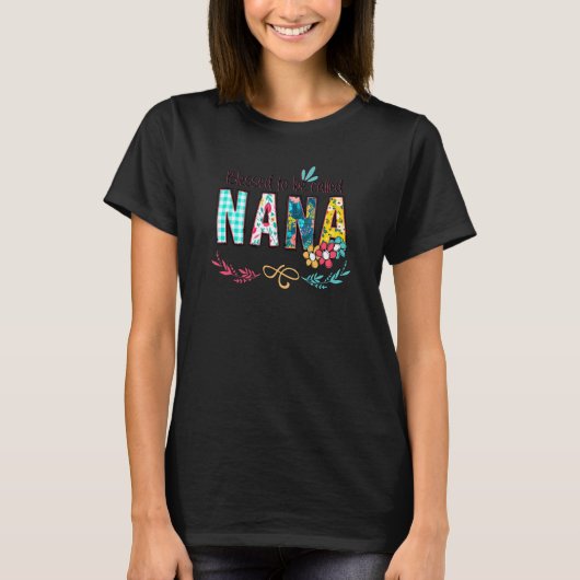 Blessed to be called NANA Floral Fun Grandmother M T-Shirt (Vorderseite)