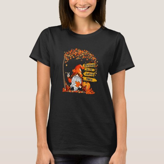 Blessed To Be Called Nana Gnome Pumpkin Thanksgivi T-Shirt (Vorderseite)
