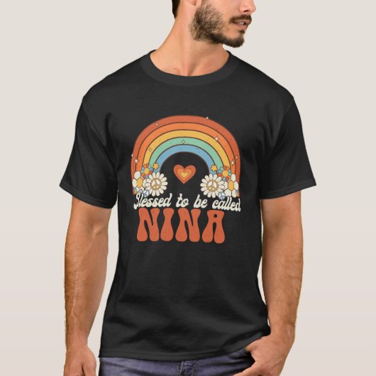 Blessed To Be Called Nina Groovy Rainbow Mother s T-Shirt (Vorderseite)