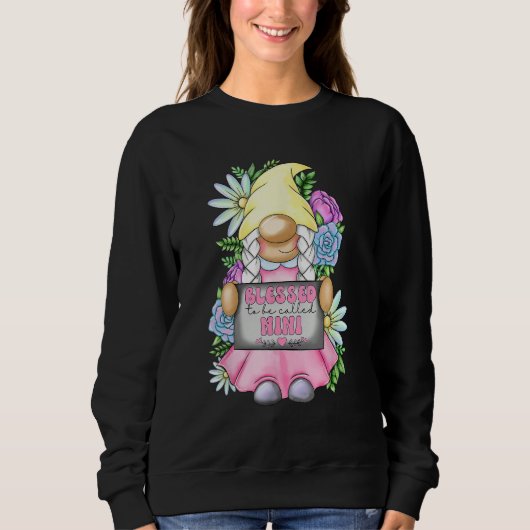 Blessed To Be Called Nini Gnome Cute Girl Mothers Sweatshirt (Vorderseite)