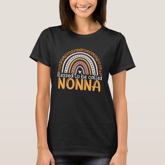 Blessed To Be Called Nonna Leopard Rainbow Best Mo T-Shirt (Vorderseite)
