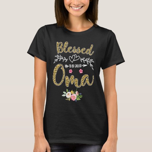 Blessed To Be Called Oma Pretty Leopard Print T-Shirt (Vorderseite)
