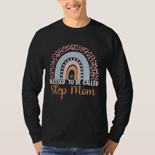Blessed To Be Called Step Mom Leopard Rainbow Mom  T-Shirt (Vorderseite)