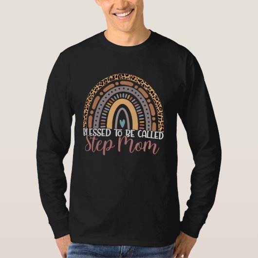 Blessed To Be Called Step Mom Rainbow Leopard Moth T-Shirt (Vorderseite)