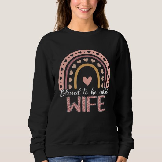 Blessed To Be Called Wife Leopard Rainbow Cute Mom Sweatshirt (Vorderseite)