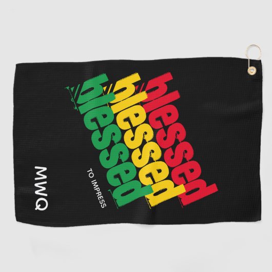 BLESSED TO IMPRESS Monogramm Golfhandtuch (Horizontal)